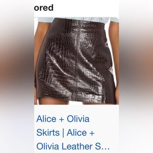 Alice and Olivia Croc Faux Leather Skirt